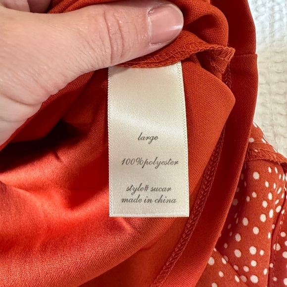 Altar’d State Size Large Orange Polka Dot faux wrap skirt with ruffles, EUC - Picture 12 of 13